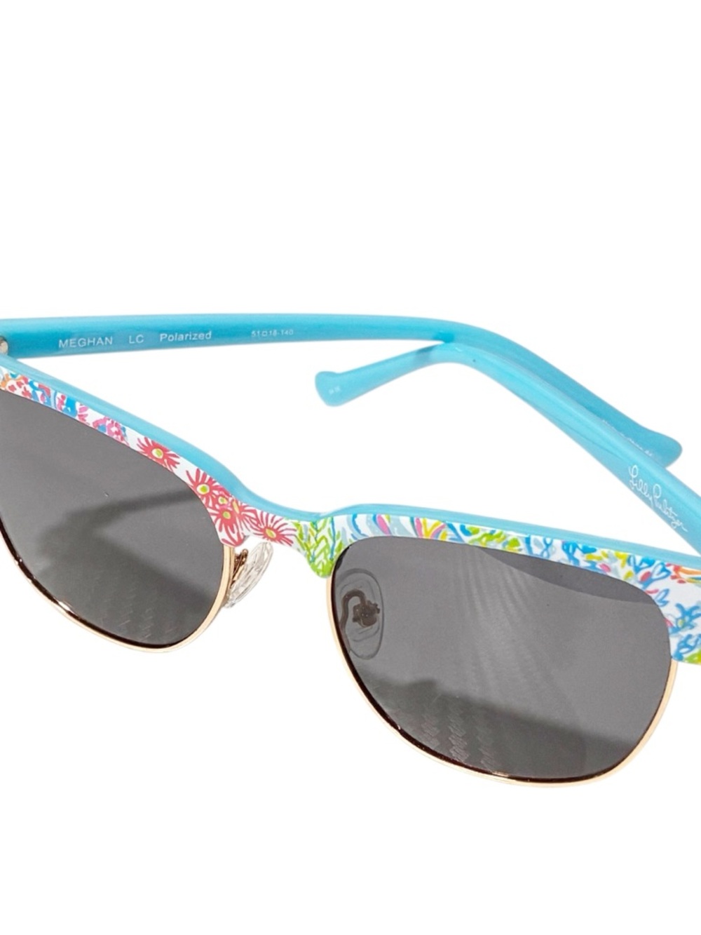 Lilly Pulitzer‎ Polarized Blue Meghan Floral Frame Womens Sunglasses